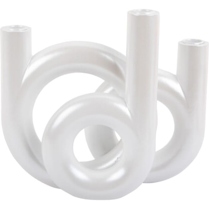 Present Time Kandelaar Rings Medium - Wit - 18x12x20cm - Scandinavisch - Polyresin