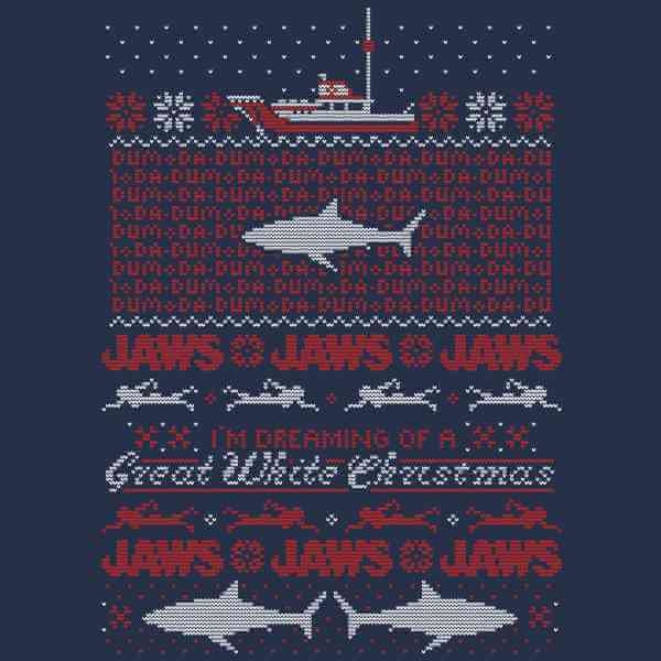 Jaws Great White Kerst T-Shirt - Navy - S