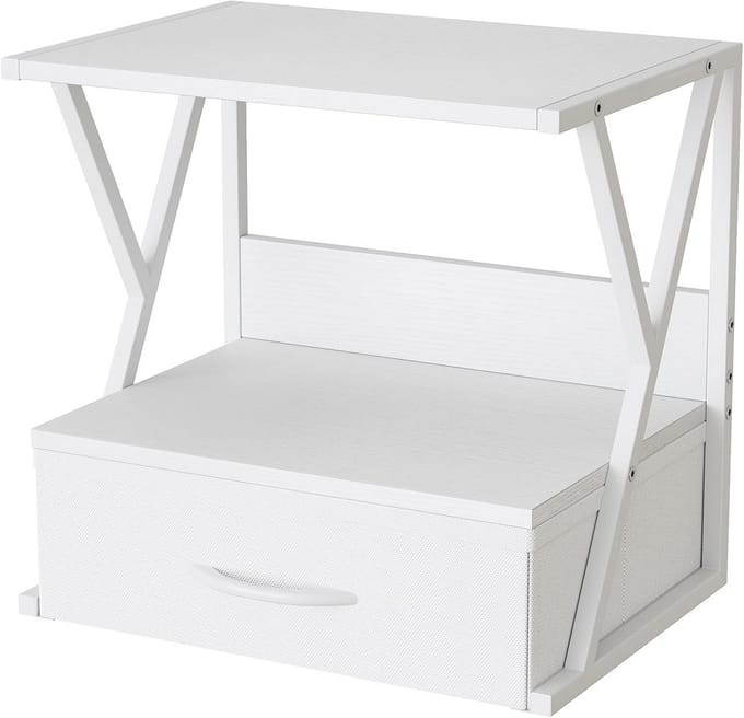 Printerstandaard Bureau - Bureau Organizer - Thuiskantoor Opbergen - Met Opberglade - 42 x 30 x 30.5 cm - Wit