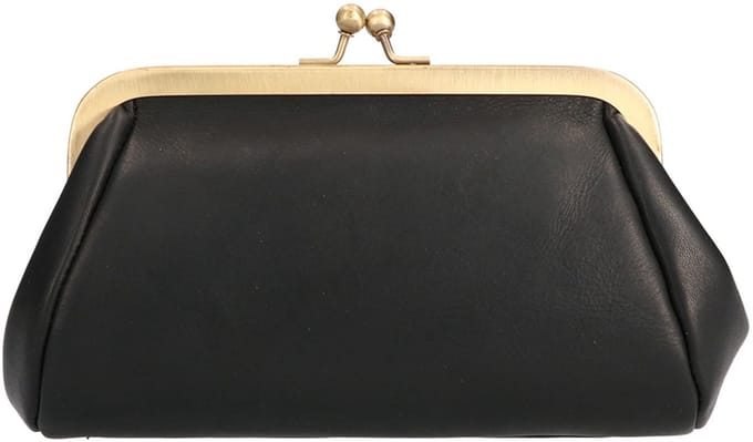 Leather Design Beugel Portemonnee / Beursje Black Waxy