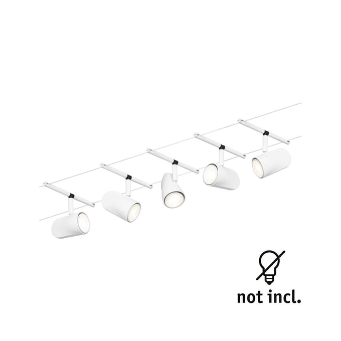 Paulmann Cup kabelsysteem basisset 5-lamps mat wit
