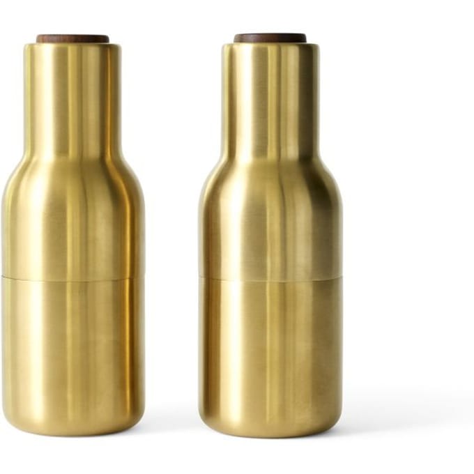 Audo Bottle Grinder Classic molenset - messing, geborsteld - deksel walnoot