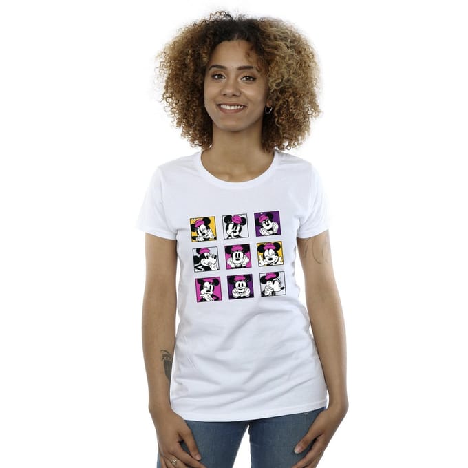 Disney Dames/Dames Minnie Mouse Vierkantjes Katoenen T-Shirt (Wit)