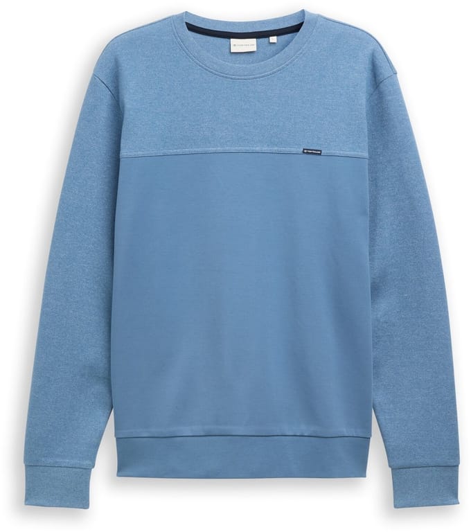 Tom Tailor - Crewneck sweatshirt met structuurmix - Maat S - Faded Uniform Blue