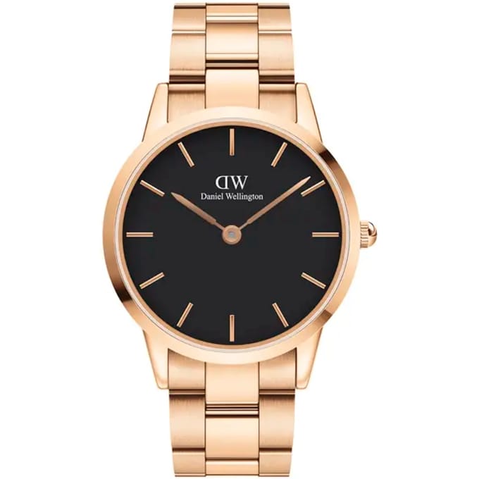 Daniel Wellington DW Watch Iconic Link Black Rose Gold 40mm