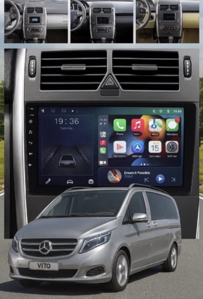 ADIVOX T2 9 inch geschikt voor MB A/B/Vito/Viano/Sprinter/VW Crafter Android 15 CarPlay/Auto/Wifi/5G/DSP/DAB+