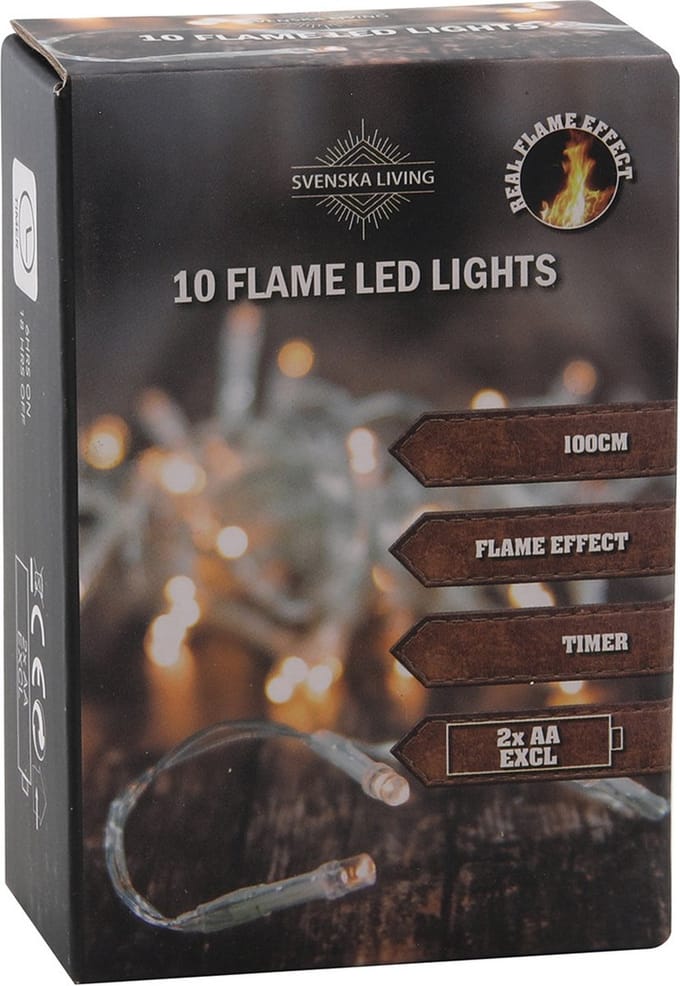 Svenska Living kerstverlichting - warm wit - vlam - 10 leds- 100cm