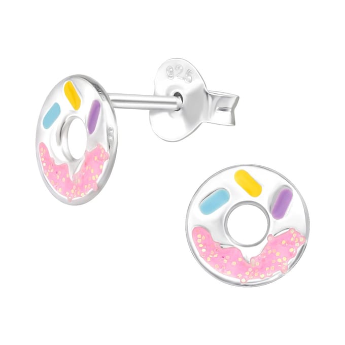 Oorbellen meisje donut - snoep - zilver