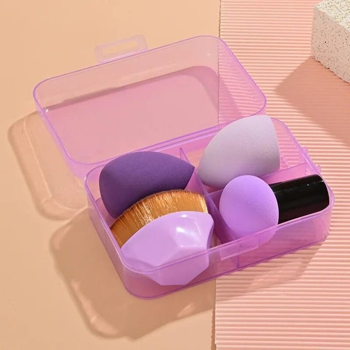Ensemble de pinceaux de maquillage pour fond de teint, 4 pièces, bouffantes de cosmétiques, éponge douce, outil de maquillage pour le visage jaune