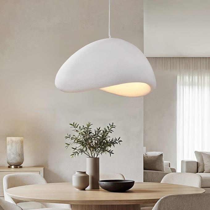 LumenXL Wabi Sabi hanglamp Cemento wit steeneffect - 80 x 64 cm