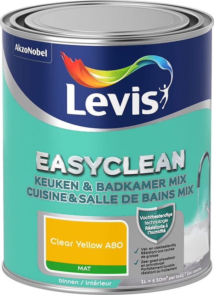 Levis - Easyclean Keuken & Badkamer Mix - Clear Yellow A80 - Mengverf - 1 L