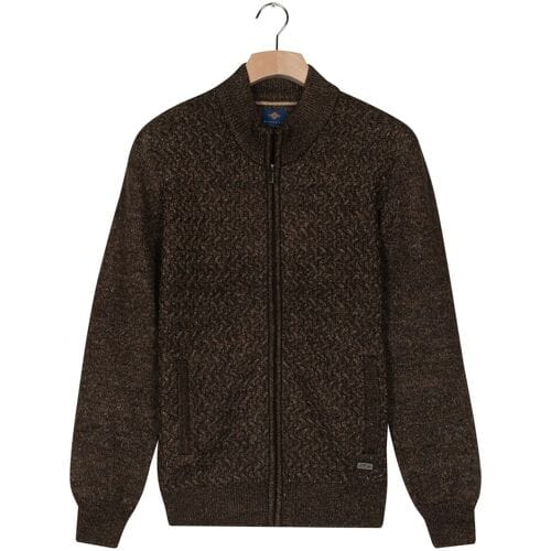 Baileys Vest Wave Cable Knit Fullzip Single Knit Bruin / male