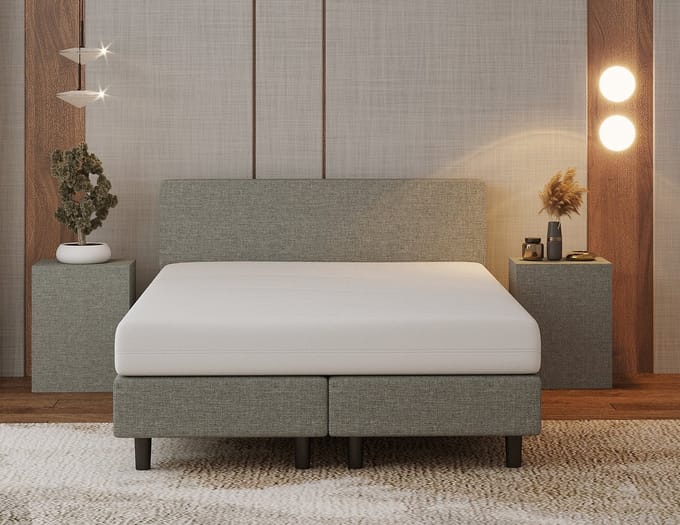 Nessa® - 140x200 Boxspring Bjorn Grijs - Inclusief Pocketvering matras