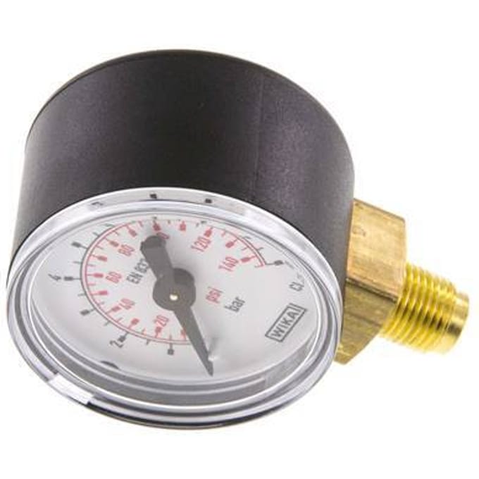 0..10 Bar Manometer Onderaansluiting Kunststof/Messing 40 mm Klasse 2.5