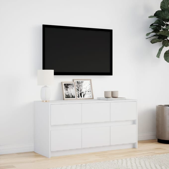 vidaXL - Tv-meubel - met - LED - 100x34x50 - cm - bewerkt - hout - wit