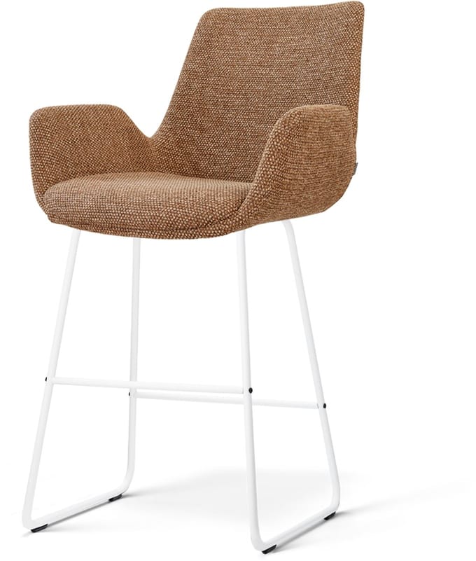 Nolon Nino-Eef barkruk bruin blend - wit onderstel - 65 cm - scandinavisch - kookeiland - armstoel