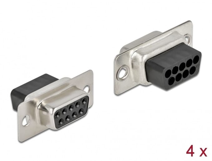 Delock D-Sub 9 pin crimp female, metal, 4 pieces