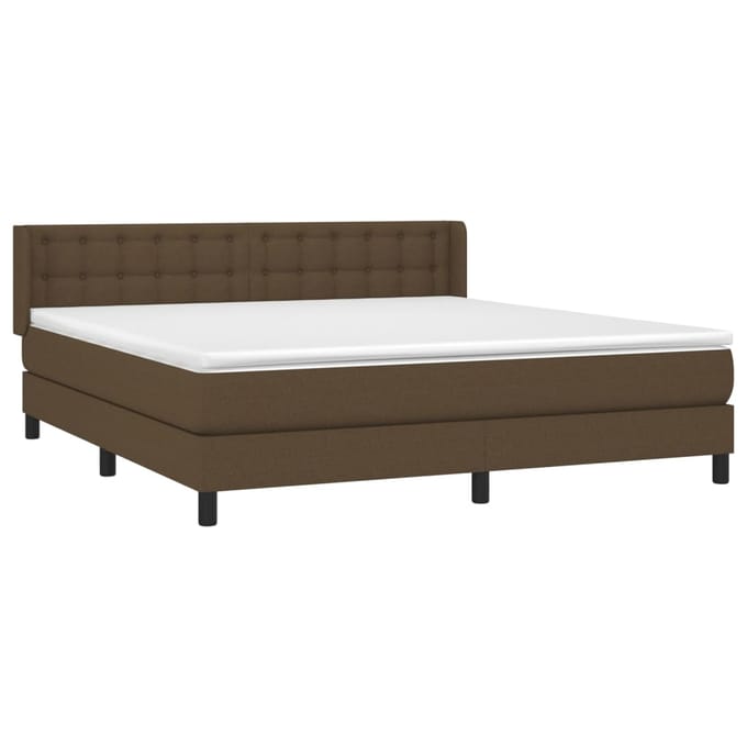 vidaXL - Boxspring - met - matras - stof - donkerbruin - 180x200 - cm
