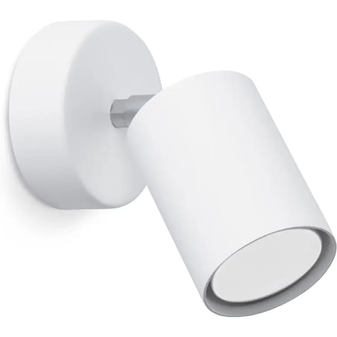Wandlamp LEMMI 1 met verstelbare buisspot - Sollux Lighting - IP20 - Wit staal behuizing - 8 x 8 x 18.5 cm - 1 x GU10 LED, exclusief lichtbron - Max. 10 W - Minimalistische wandlamp voor woonkamer, slaapkamer en eetkamer
