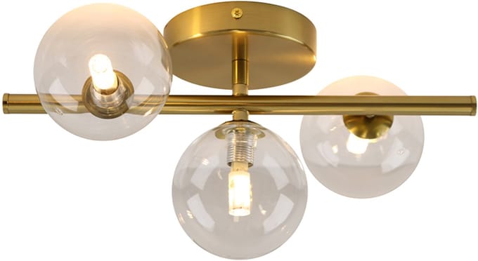 Olucia - REMO - Plafondlamp - Transparant / Messing - Vorm: Rechthoek