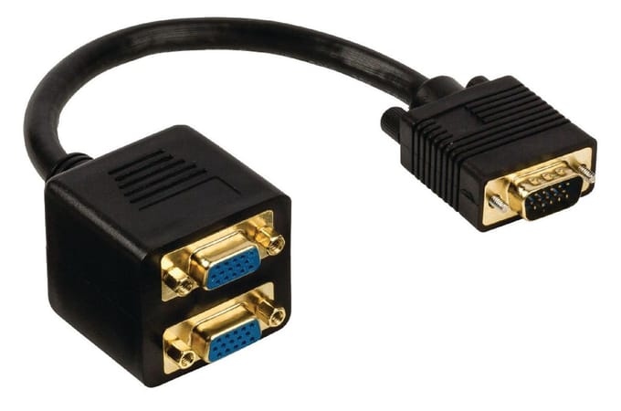 CC-VGAX2-20CM - 0.2 m - VGA (D-Sub) - 2 x VGA (D-Sub) - Female - Male - Black