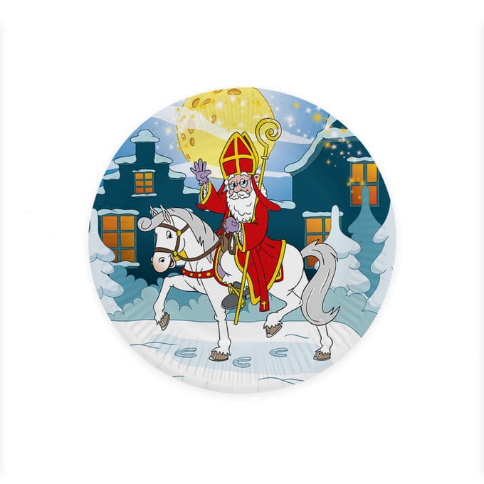 Globos Paper Plates 23cm Sinterklaas - 8 pcs.