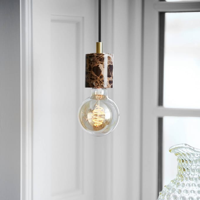 Nordlux Hanglamp Siv met marmercilinder, bruin