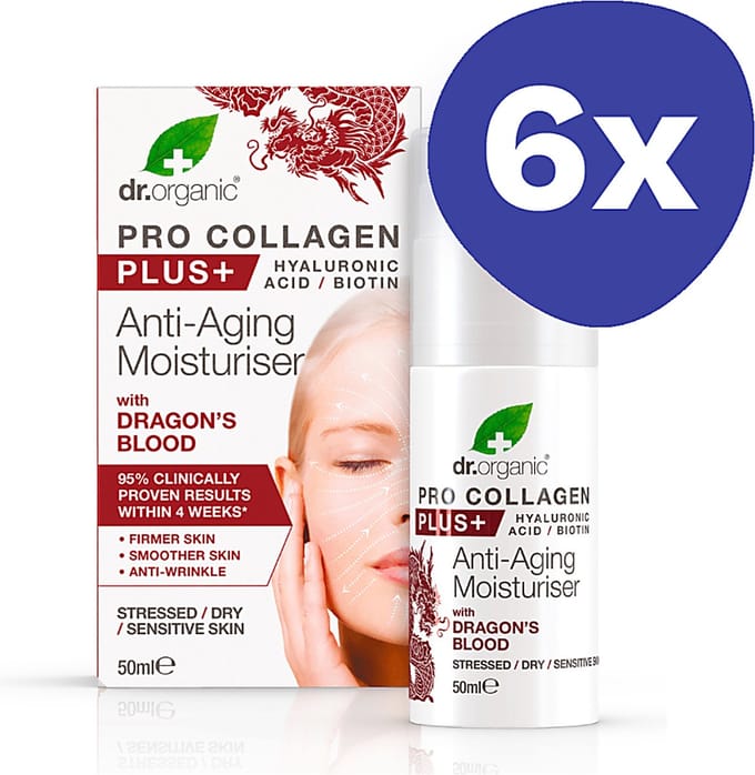Dr Organic Pro Collageen Anti-Veroudering Dagcreme - Dragons Blood (6x 50ml)