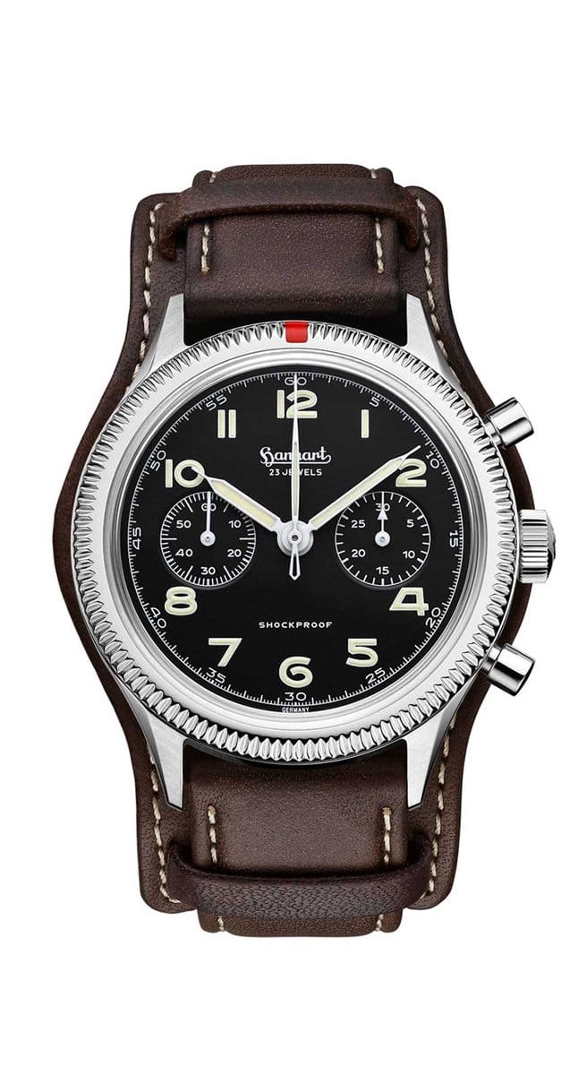 Hanhart Pioneer 417 ES Horloge Donkerbruine band - 42 mm