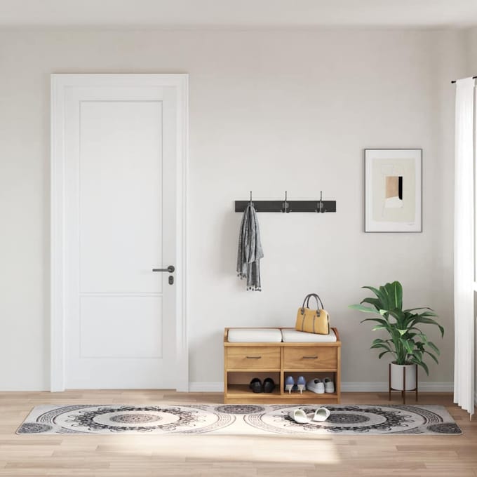 vidaXL - Vloerkleed - wasbaar - 80x150 - cm - zwart - en - grijs