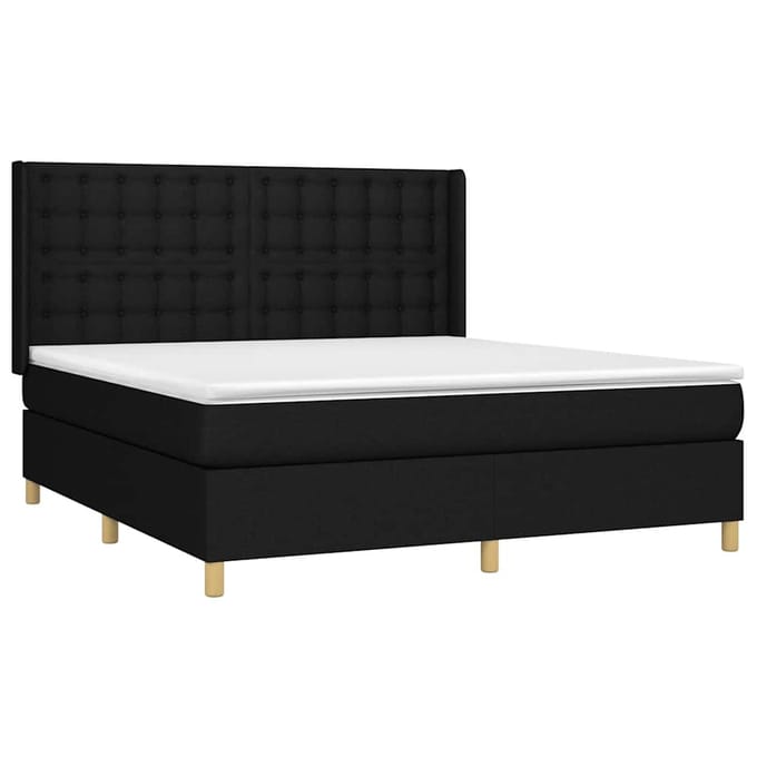 vidaXL - Boxspring - met - matras - stof - zwart - 160x200 - cm