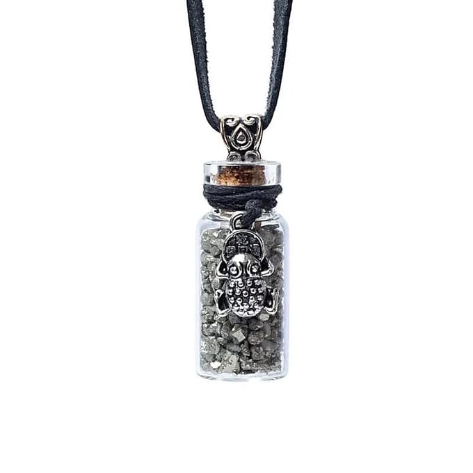 Yogi & Yogini - Geschenkflesje - koord - pyriet - feng shui kikker