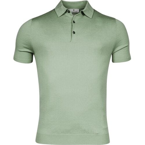 Thomas Maine Fine Merino Pullover Polo Collar Short Sleeve Single Knit Licht Groen / male