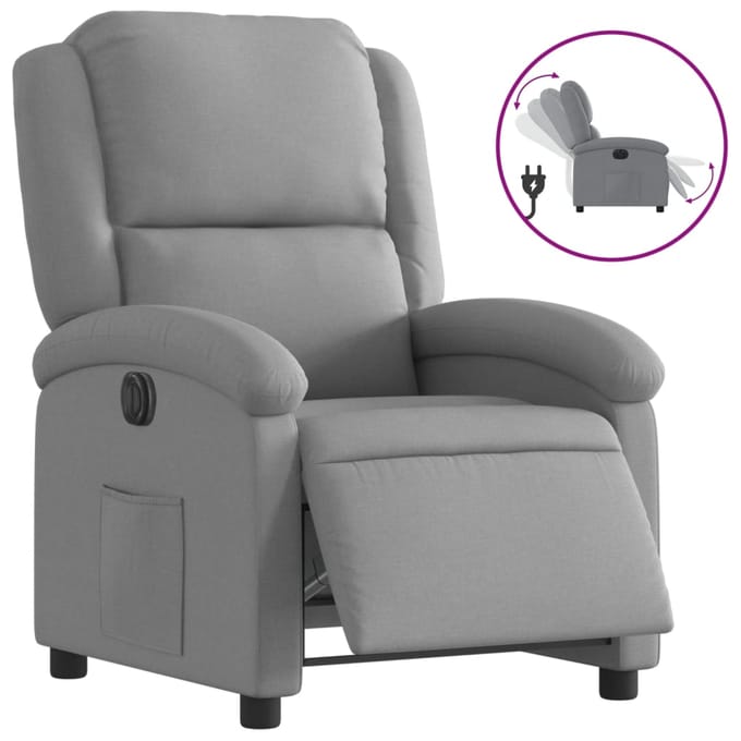 vidaXL - Fauteuil - elektrisch - verstelbaar - stof - lichtgrijs