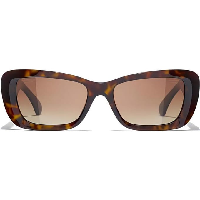 CHANEL Logo Design Acetaat Onregelmatige Zonnebril Dames Schildpad zwart