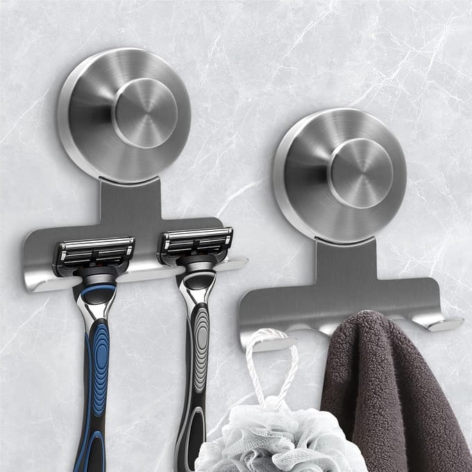 Scheerhouder Douche, 2 Stuks Scheerhouder Douche met Zuignaphaak, Sterke Grip Zonder Boren Badkamer