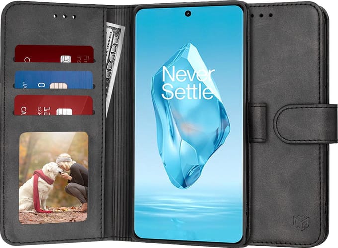 Hoesje geschikt voor OnePlus 12R - Techsuit Diary Book Wallet Case - Zwart