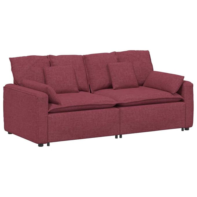 vidaXL Modulaire bank met kussens wijnrood