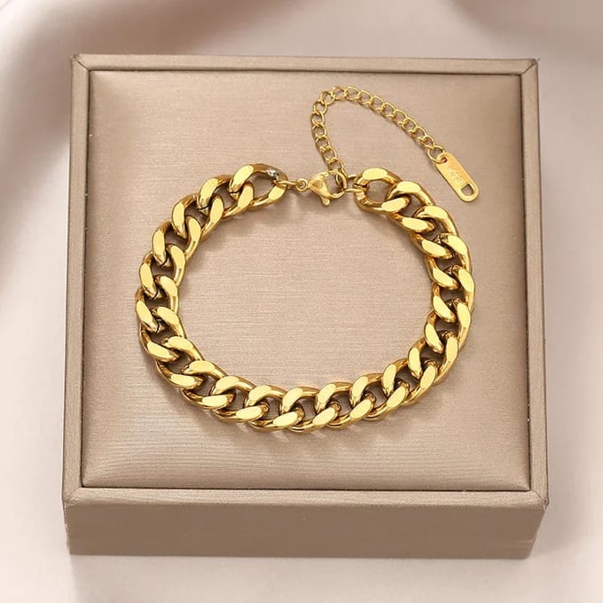 JewelGalerie - Armband -Grove Schakel - Goud