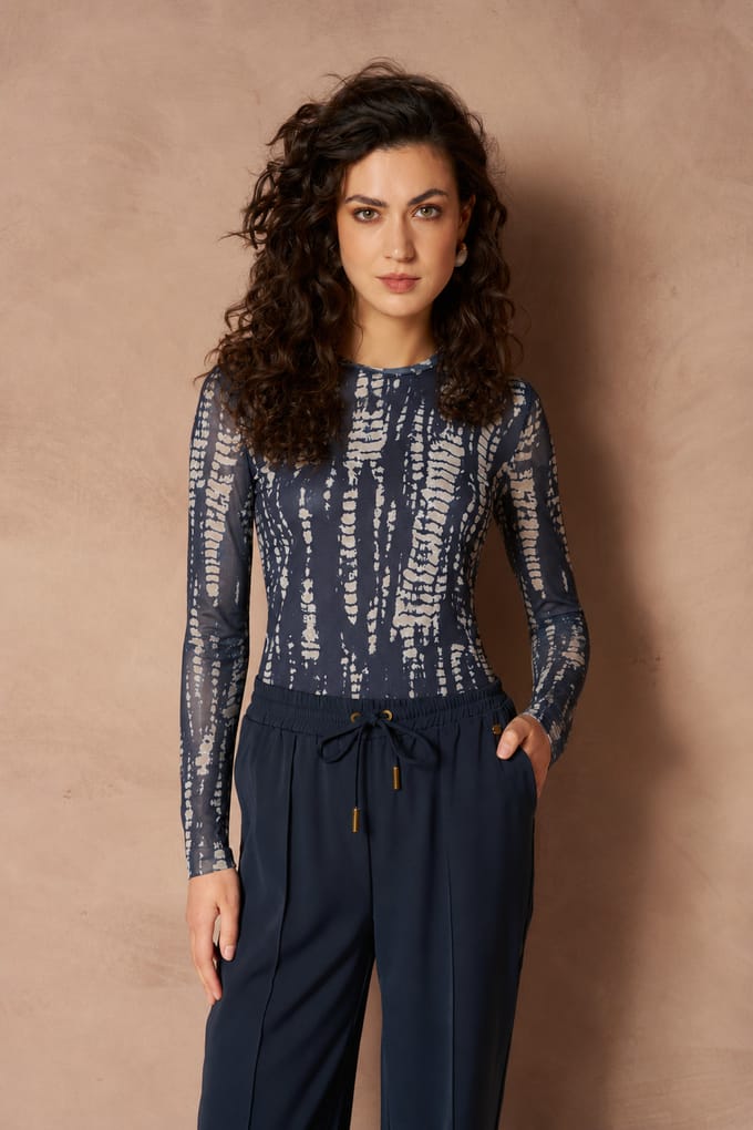 Lofty Manner Top Top Iniko Abstract Mesh Ri09 1 Dark Blue Dames Maat - XS