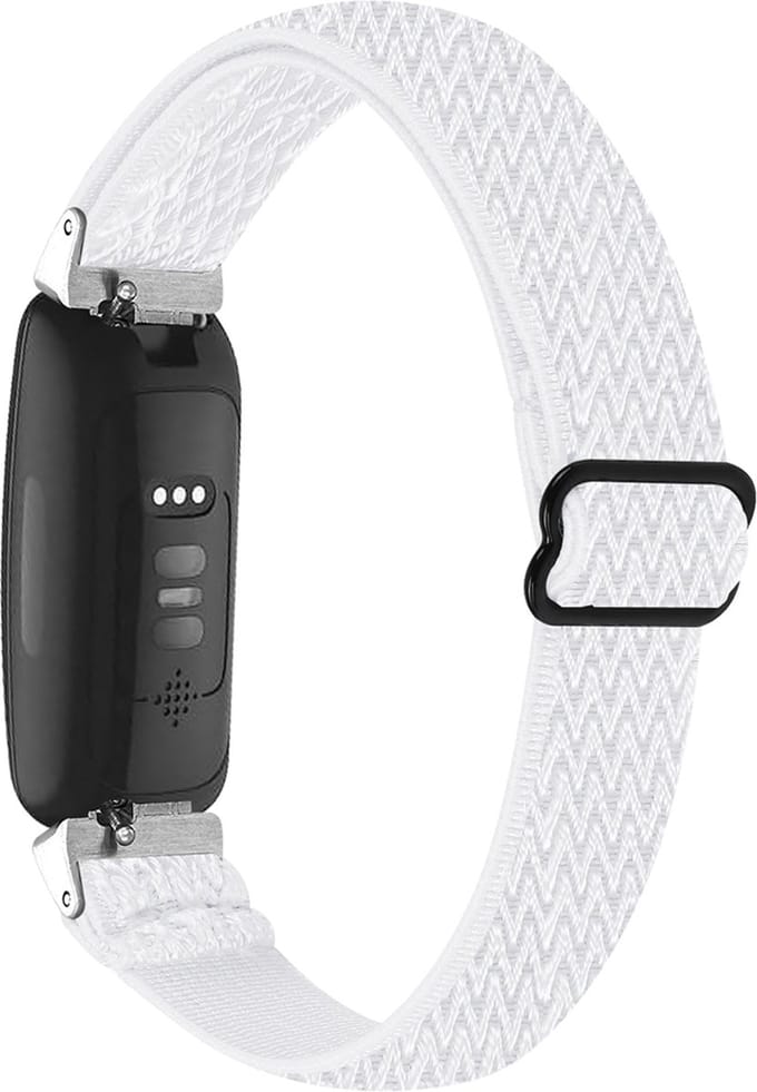 By Qubix - Compatible Fitbit bandje - Geschikt voor fitbit Inspire 3 - Elastische solo loop nylon bandje - Wit