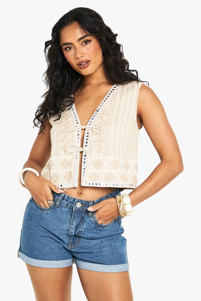 boohoo Dames High Waisted Roll Hem Denim Shorts | Medium Gebleekt | Maat: 38