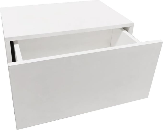 Zwevend nachtkasje - hangend halkastje - met lade - 50 cm breed - wit