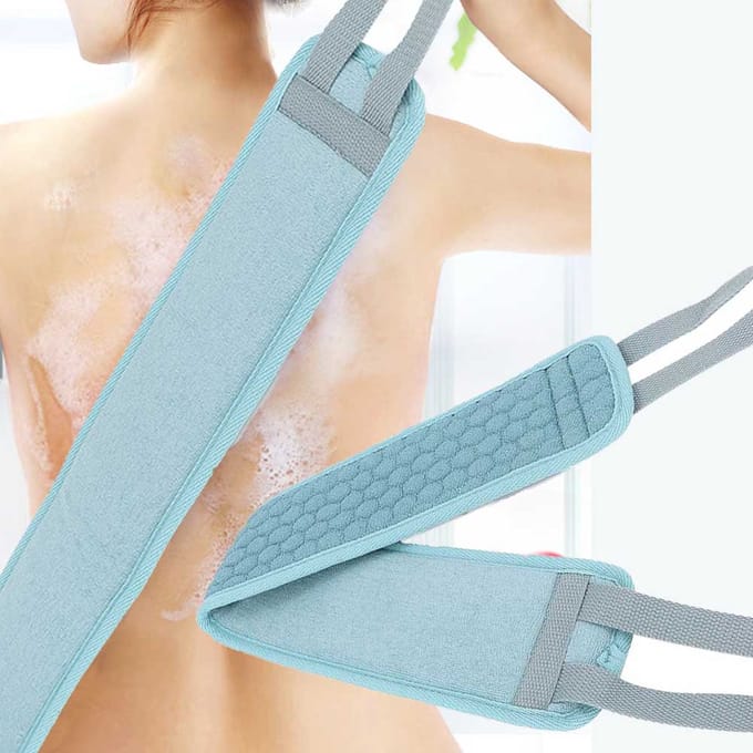 Lange Huishoudelijke Exfoliërende Rug Bad Spons Dubbelzijdige Douche Reinigingstool Badschuim Handdoek gray