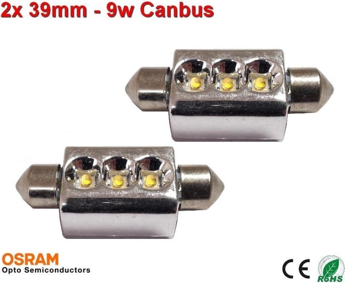 2x 12v Canbus led 39mm 3 x osram - 160 lumen