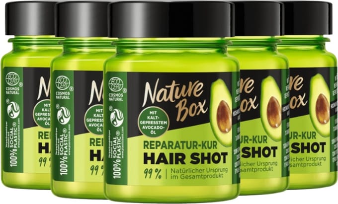 Nature Box - Avocado - Haar Shot - Haarverzorging - Voordeelverpakking - 5 x 60 ml