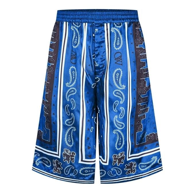 Off White Heren Satijnen Losjes Korte Broek (Nautisch Blauw)