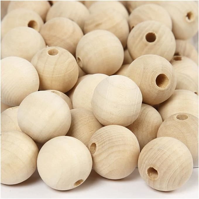 Creativ Company Houten kralen, d: 20 mm, kleuren assorti, 200 stuk
