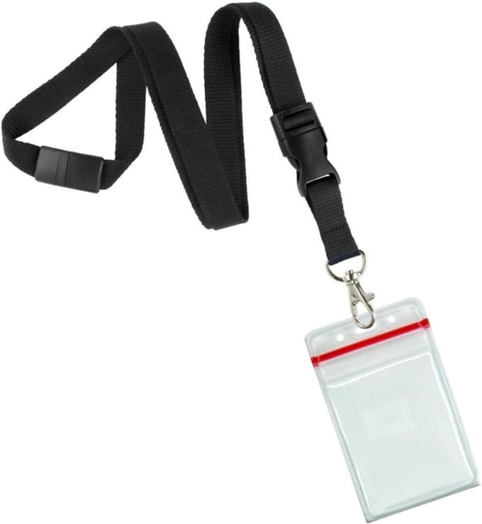Badgehouders met Lanyards - Kaarthouders ID - Identificatie Kaarten - Hersluitbare Ritssluiting - 5 stuks - Zwart