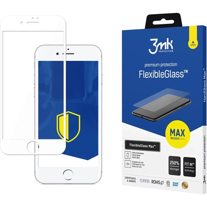 3MK FlexibleGlass Max Serie - iPhone 7 Plus Hybride Glas - Witte Rand - Versterkte Randen